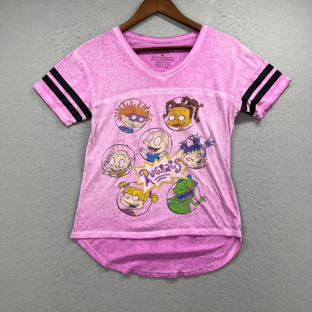 Nickelodeon Rugrats Graphic T Shirt Womens Medium Pink Retro Tee Tommy Angelica